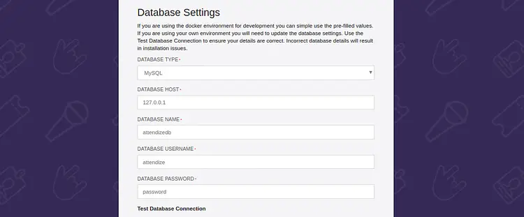 database settings