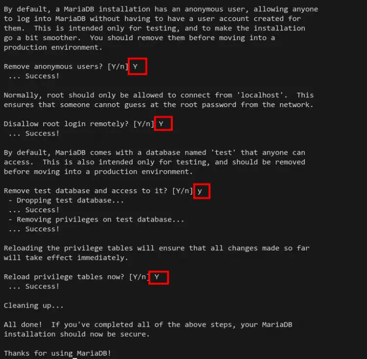 Securing MariaDB deployment