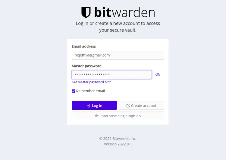 Bitwarden master password