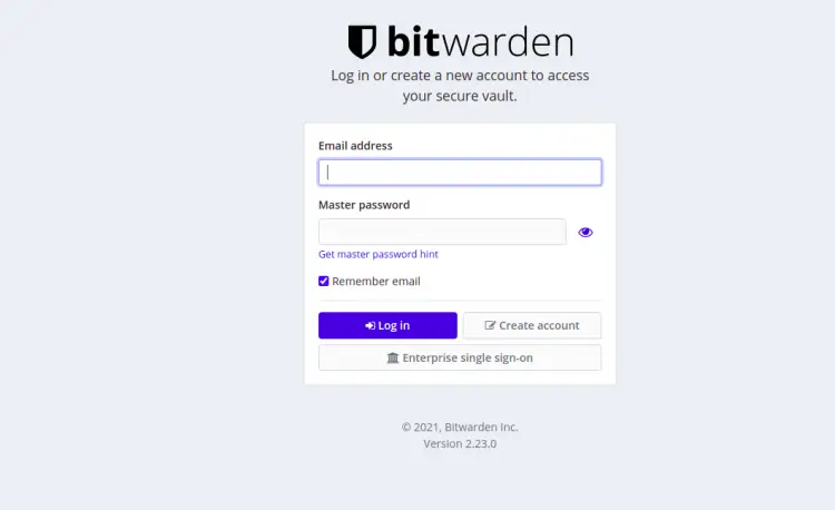 Bitwarden login