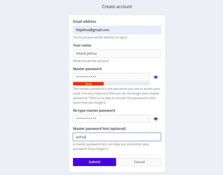 Create an account