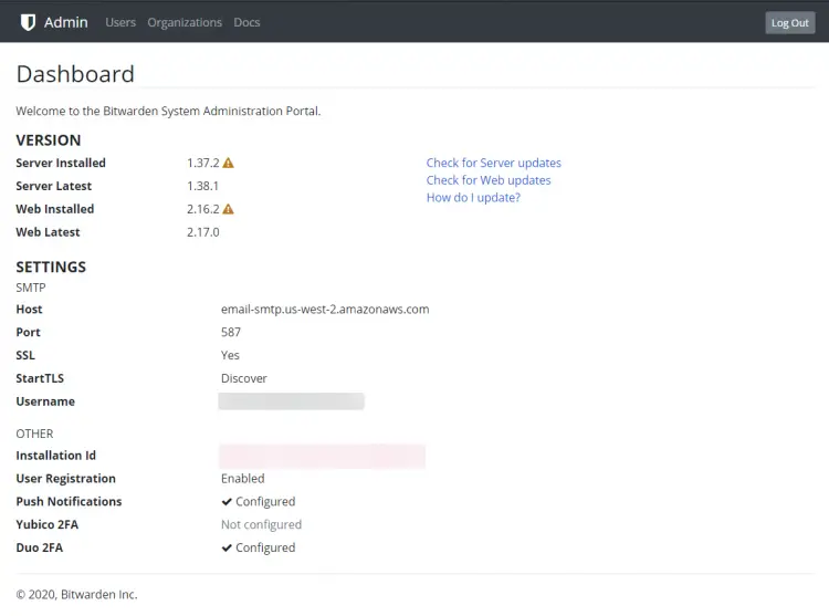 Bitwarden Admin Dashboard