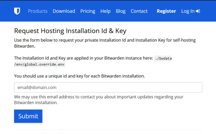 Bitwarden Host Page