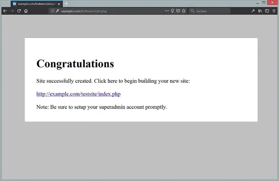 First site created successfully