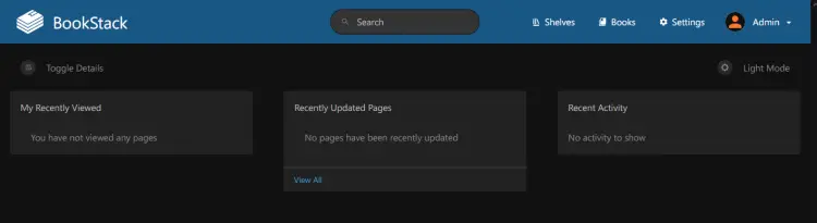 bookstack dashboard