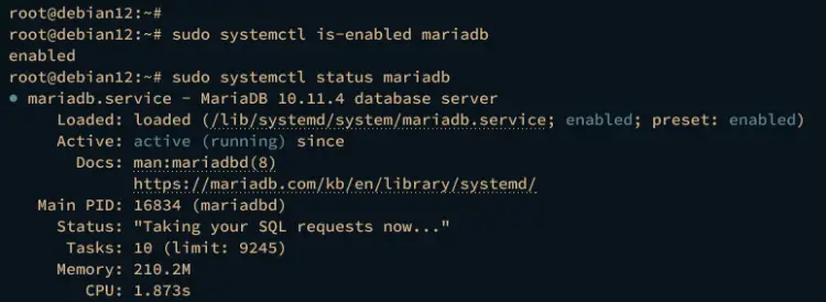 check mariadb