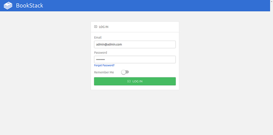 Bookstack login page