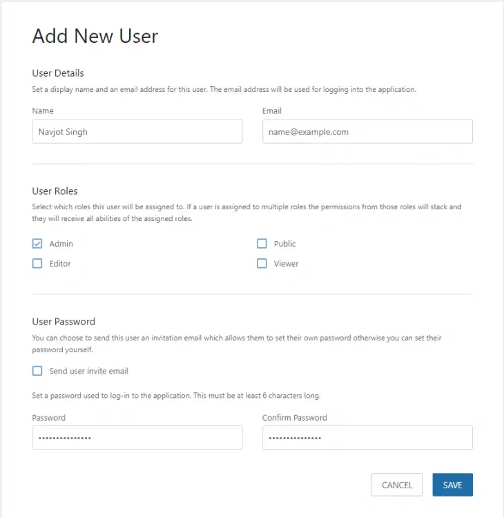 BookStack New User Page