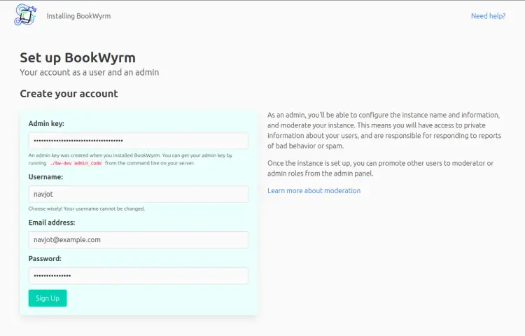 Create BookWyrm Administrator Account