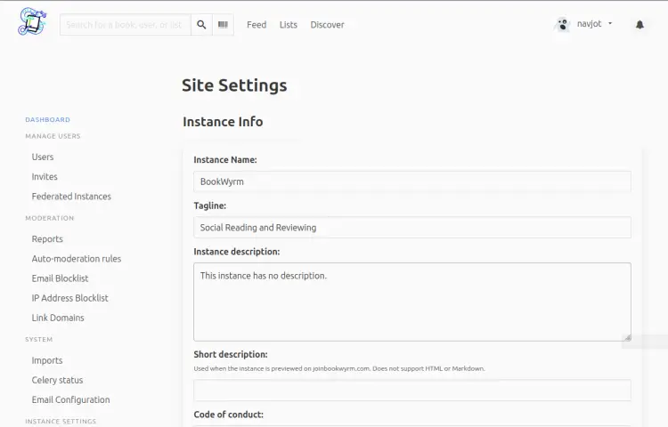 BookWyrm Site Settings