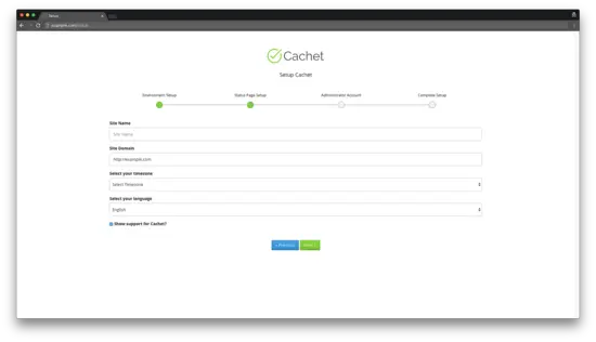 Cachet general settings