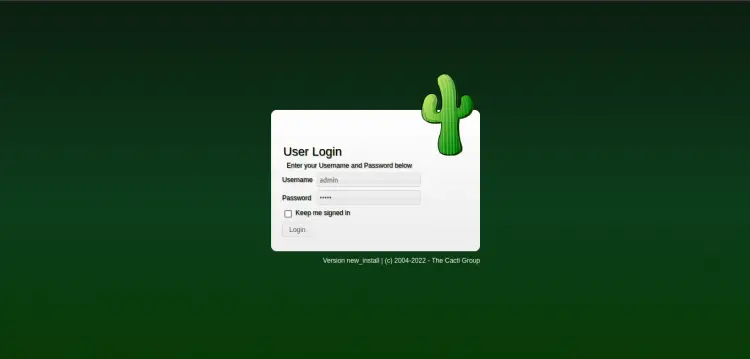 Cacti login