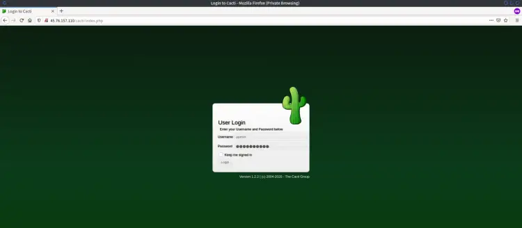 Cacti login admin