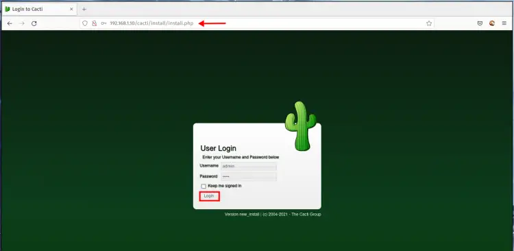 Cacti Login Password