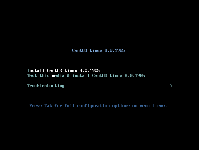 CentOS 8 Boot Screen