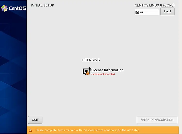 Initial setup of CentOS 8