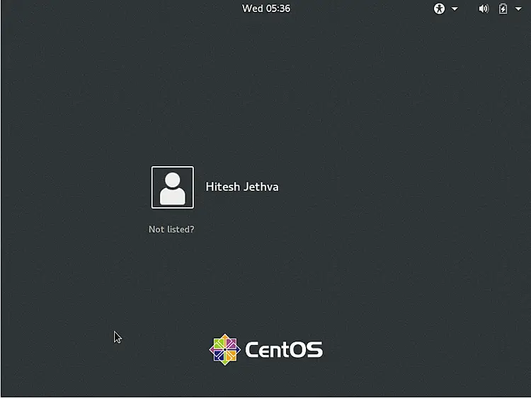 CentOS Login Screen