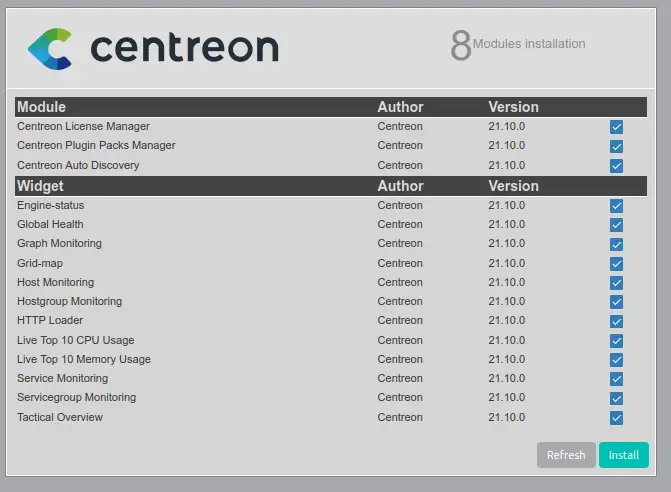 Centreon modules and widgets