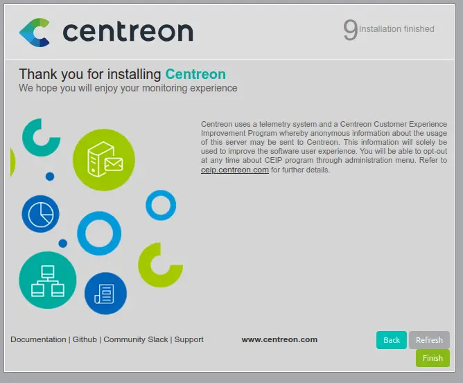 Centreon installation successful