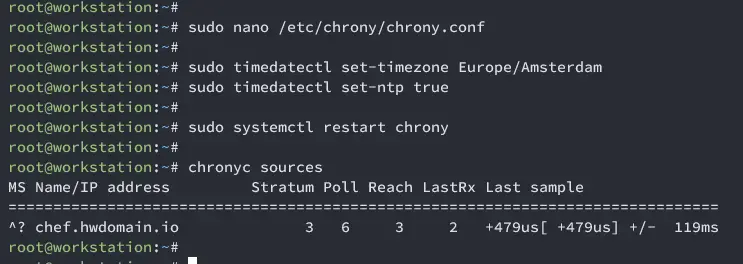 setup chrony chef workstation client