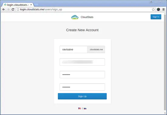Create a Cloudstats account