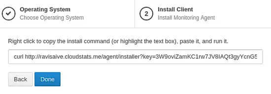 The SSH command to download the monitoring agent