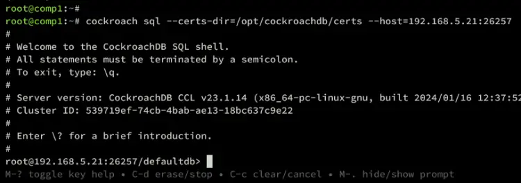 cockroachdb sql shell