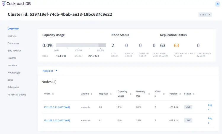 cockroachdb dashboard