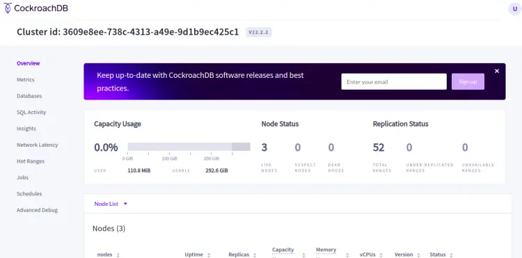 CockroachDB Dashboard