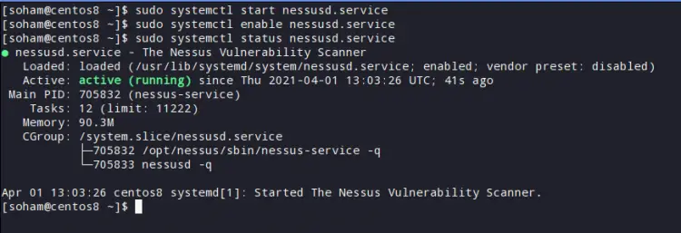 Start Nessus daemon