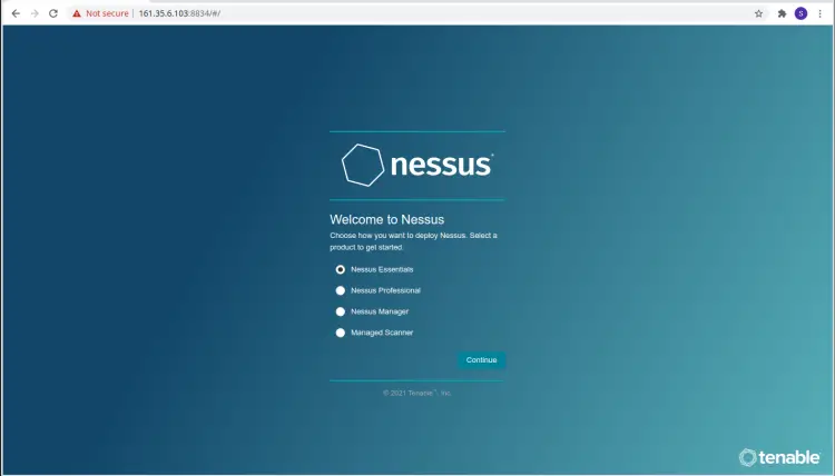 Nessus web UI