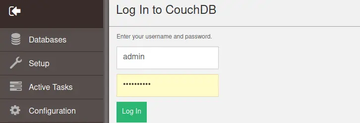 Log into couchdb