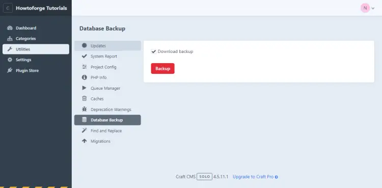 Craft CMS Database Backup