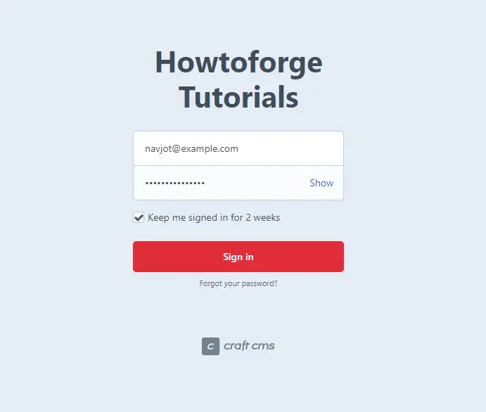Craft CMS Login Page