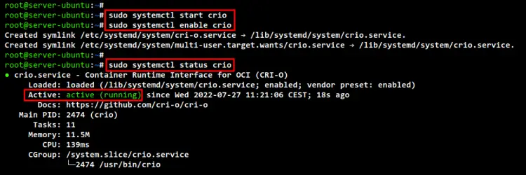 start enable crio service