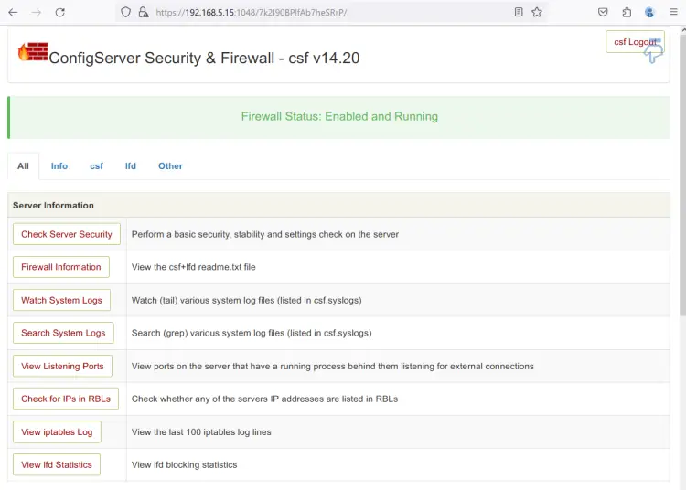 csf dashboard