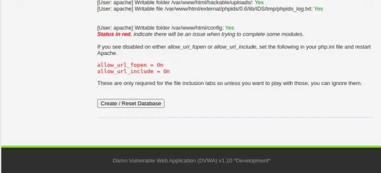 PHP settings