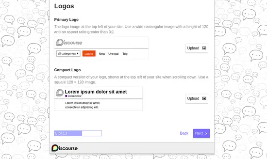 Upload Logo for Discourse website