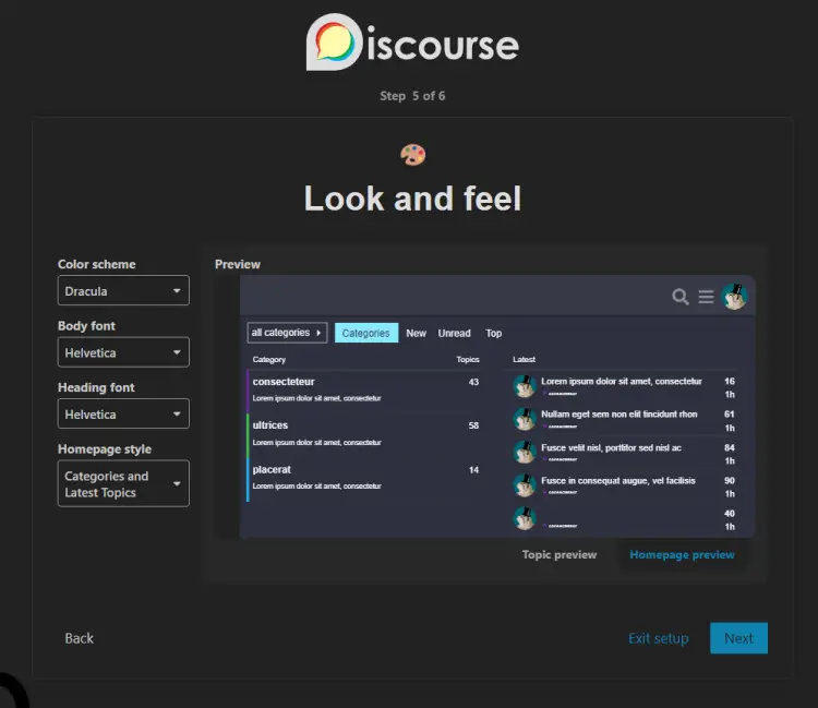 Discourse Configure Look and Feel