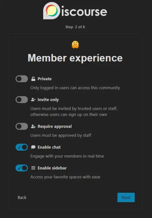 Discourse Member Experience Setup