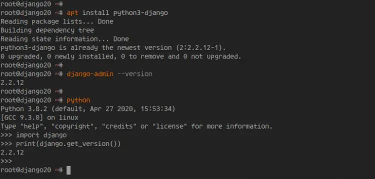 Install Python Django Framework using Apt