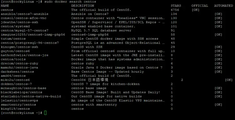 search centos docker