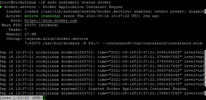 status docker