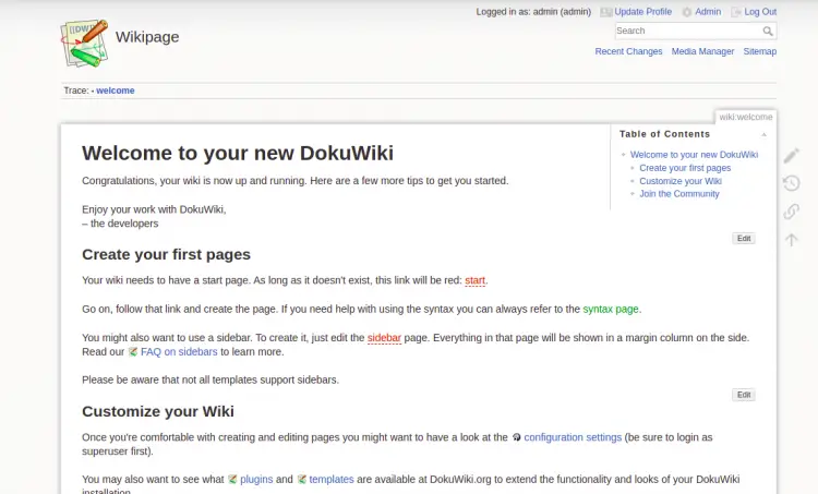DokuWiki Dashboard