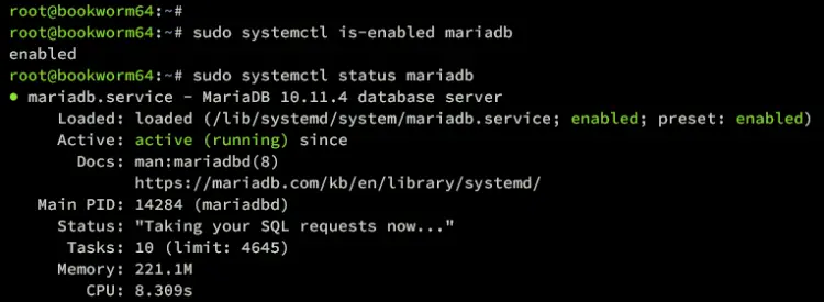 verify mariadb