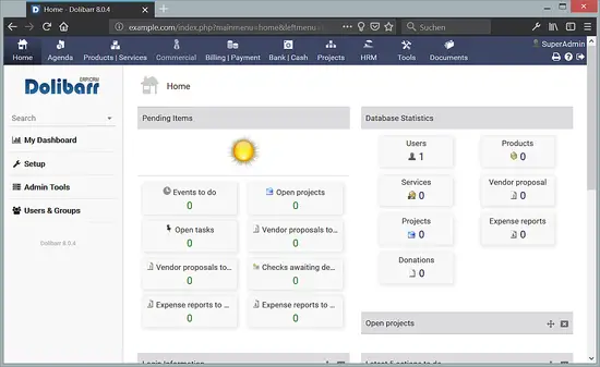 Dolibarr CMS and ERP Dashboard