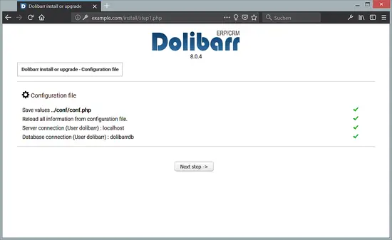 Start Dolibarr installation