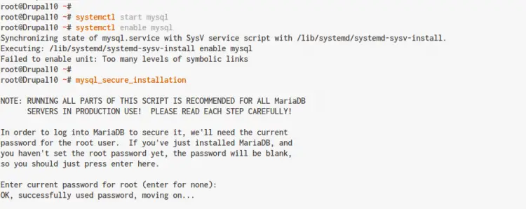 setup MySQL root password