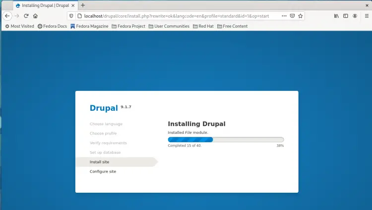 Start of drupal installation