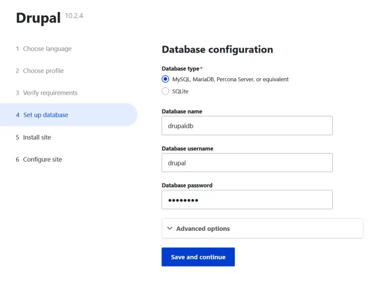 setup database